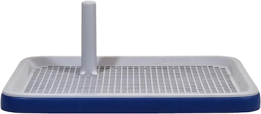 Dog toilet training tray for small to medium dogs, Plastic dog pee pad holder with Pee guide post, Grid design, and Portable design, Ideal for Indoor/Outdoor use, 51 cm (Blue)