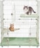 Multi-level cat cage with rotating wheels, Wide platforms, Multi-access doors, and Secure lock, 2 Tier pet cage for Indoor-Outdoor use, Durable and Sturdy Metal wire, 117 cm Cat Playpen (Green)