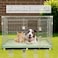 Cat Kennel with Rolling Wheels, Spacious Design, Strong Metal Frame, Large Front Door, 98 cm Dog Cage, Rabbit Cage, Quick Assembly, Indoor-Outdoor Cat Crate, Ideal for Small to Large Pets (Green)