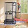 Spacious cage with Removable tray, Stainless steel bowls, and Perch, 160 cm Large bird cage for Indoor-Outdoor use, Heavy-duty bird cage with Wheel, Easy to clean, Idea for Medium to large bird (Grey)