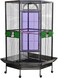 Spacious cage with Removable tray, Stainless steel bowls, and Perch, 160 cm Large bird cage for Indoor-Outdoor use, Heavy-duty bird cage with Wheel, Easy to clean, Idea for Medium to large bird (Grey)