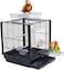 Metal Bird Cage for Small Parrots, Lovebirds, Budgies, and Cockatiels, 52cm Spacious Cage with Play Top, Slide-Out Tray, Food Cups, Perches, and Easy to clean, Indoor Outdoor Portable Cage (Black)