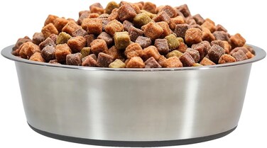 Stainless steel dog bowl with Anti-slip Rubber ring and Smooth edges, Durable pet food &amp; water bowl for Medium to Large dogs, Ideal for many types of food, Easy to clean, 26 cm (GREY)