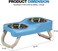 Elevated double bowl feeder for indoor cats and dogs, All-in-one Pet feeding bowl with 2 Stainless steel dishes, Durable PP material, and Anti-slip base, Eases neck strain, 36 cm (BLUE)