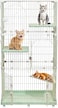 Cat Playpen with Sturdy Metal Wire and Lockable Casters, Multi-Access Doors with Secure Lock, Extra-Large Shelves, 158 cm Indoor-Outdoor Pet Playpen, Easy to Clean, Quick Setup, Cat Crate (Green)