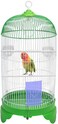 Round Bird Cage with Plastic Base, Metal Wire, Feeding Bowls, Swing, and Perches, 73 cm  Travel Portable Cage for Parakeets, Canaries, and Small Birds, Indoor Outdoor Use, Convenient hook (GREEN)