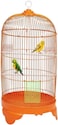 Round Bird Cage with Plastic Base, Metal Wire, Feeding Bowls, Swing, and Perches, 73 cm  Travel Portable Cage for Parakeets, Canaries, and Small Birds, Indoor Outdoor Use, Convenient hook (ORANGE)