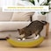 Cat scratcher with Banana design and Catnip, Durable corrugated cardboard cat scratching pad for Indoor Kittens &amp; Adult cats, Reversible Cat paw grinding toy for Scratching, 45 cm (Yellow)