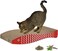 Cat scratcher for Indoor cats, Reversible corrugated cardboard cat scratching board with Fish-shaped design, Catnip, and Curved design, Promotes claw health, 45 cm (Red)
