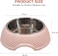 Stainless steel cat bowl with Durable PP Material, Portable design, and Non-slip base, Spill-proof pet feeding &amp; watering station for Cats &amp; Small dogs, Promotes healthy Eating, 19 cm (PINK)