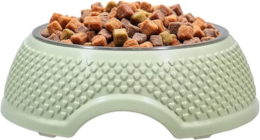 Stainless steel cat bowl with Durable PP Material, Portable design, and Non-slip base, Spill-proof pet feeding &amp; watering station for Cats &amp; Small dogs, Promotes healthy Eating, 19 cm (GREEN)