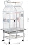 Large parrot cage with Stand, Indoor-Outdoor use, Open play top, Easy-clean tray, Food bowls &amp; Storage shelf, 163 Bird cage with Wheels, Wooden perches, Durable and Metal wire bird cage (White)