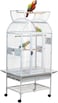Large parrot cage with Stand, Indoor-Outdoor use, Open play top, Easy-clean tray, Food bowls &amp; Storage shelf, 163 Bird cage with Wheels, Wooden perches, Durable and Metal wire bird cage (White)