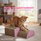 Cat scratcher with Toy balls, Corrugated cardboard scratching board for Indoor cats, Double-sided, Multi-function scratching pad with Cat nip, Recyclable, Sleep, Play &amp; Grind Claw, 34 cm (Yellow-Pink)