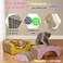 Cat scratcher with Toy balls, Corrugated cardboard scratching board for Indoor cats, Double-sided, Multi-function scratching pad with Cat nip, Recyclable, Sleep, Play &amp; Grind Claw, 34 cm (Yellow-Pink)