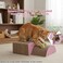 Cat scratcher with Toy balls, Corrugated cardboard scratching board for Indoor cats, Double-sided, Multi-function scratching pad with Cat nip, Recyclable, Sleep, Play &amp; Grind Claw, 34 cm (Yellow-Pink)