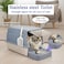 Cat litter box with Scoop, Stainless steel base, &amp; Open top cover, Anti-splash, High fence and Semi-enclosed latch, Transparent access door, 60 cm Cat toilet with foot step, and Easy to clean (Blue)