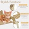 52 cm Cat lounge chair, Handmade wooden frame with Woven rattan, Modern elevated bed for Cats &amp; Small puppies, Durable scratch-proof, Pet furniture for Indoor use, Easy to Maintain &amp; Portable (Brown)