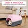 Felt cat house with Durable zipper, Ventilation hole, and Removable mat, Detachable cat bed for Small to medium cats, All-season hideout for Indoor/Outdoor use, Easy to clean, 40 cm (PINK)
