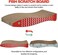Fish-shaped cat scratcher for Indoor cats, Durable corrugated cardboard scratching pad with Catnip and Curved design, Reversible cat scratching board for Claw grinding, 45 cm (Red)