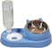 Cat double bowl with Automatic water dispenser and Stainless steel bowl, Heavy-duty plastic food &amp; water feeder for Cats &amp; Small dogs, Detachable &amp; Easy to clean, 32.3 cm (BLUE)