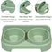 Pet double bowl feeder for Cats &amp; Small dogs, Durable PP material dog bowl with Portable design, Detachable design, and Anti-Tip design, Suitable for Indoor/Outdoor use, 30 cm (Dark Green)