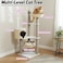 Modern cat tree with Stable base, Durable and Wooden frame, 148 cm Multi-level cat tower for Indoor and all size of cats, Cat Furniture with Perches, Basket bed, Scratching posts, and Hammock, (Beige)