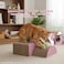 Corrugated claw board for Indoor Kittens and Adult, Reversible, Durable and Safe material, 34 cm Cat scratcher pad with Play balls, Catnip, and Fun &amp; Functional design for Rest and Play, (Yellow-Pink)