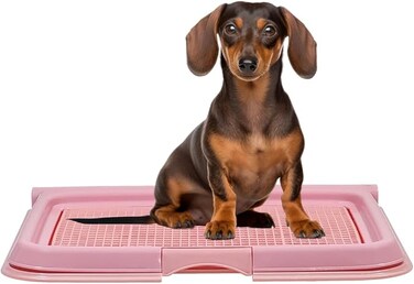 Dog toilet for Puppies and Small dogs, Durable plastic dog potty tray with Leak-proof design, Grid design, and Anti-slip bottom, Lightweight pet training tray for Indoor/Outdoor use 49 cm (Pink)