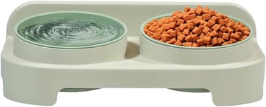 Cat bowl for Cats &amp; Small dogs, Heavy-duty plastic pet feeding bowl with Portable design, Detachable design, and Anti-Tip design, Suitable for Indoor/Outdoor use, Easy to clean, 30 cm (Green)
