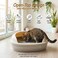 Open cat litter tray with Scoop, Spill reduce and High fence, 58 cm Pet safe material with Durable plastic, Stable base, Odor free &amp; Easy to clean, Detachable Pet tray, Indoor-Outdoor use (Beige)