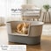 Open cat litter box with Sturdy plastic, Low Access point and Detachable parts for Senior to Large cats, 65 cm cat potty tray with Deep base, Splash-free High wall, Odor control &amp; Easy to clean (Grey)