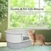 Open cat litter box with Sturdy plastic, Low Access point and Detachable parts for Senior to Large cats, 65 cm cat potty tray with Deep base, Splash-free High wall, Odor control &amp; Easy to clean (Grey)