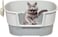 Open cat litter box with Sturdy plastic, Low Access point and Detachable parts for Senior to Large cats, 65 cm cat potty tray with Deep base, Splash-free High wall, Odor control &amp; Easy to clean (Grey)