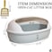 Open cat litter tray with Scoop, Spill reduce and High fence, 50 cm Pet safe material for small to medium cats, Durable plastic, Stable base, Odor free &amp; Easy to clean, Pet tray with Detachable (Grey)