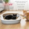 Open cat litter tray with Scoop, Spill reduce and High fence, 50 cm Pet safe material for small to medium cats, Durable plastic, Stable base, Odor free &amp; Easy to clean, Pet tray with Detachable (Grey)