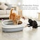 plastic cat toilet with high wall design, quick-clean surface for home use, 50 cm Mess-free tray with stable base, Oval shape and Included scoop, Pet waste tray with Detachable and Wipe-easy, (Grey)