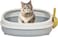 plastic cat toilet with high wall design, quick-clean surface for home use, 50 cm Mess-free tray with stable base, Oval shape and Included scoop, Pet waste tray with Detachable and Wipe-easy, (Grey)
