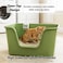 Deep cat litter box with High splash guard sides, 78 cm large plastic tray, Non-stick interior and Easy to clean, Open design for Kittens, Adult &amp; Multi-cats, Odor control and easy wipe, (Green)