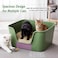 Deep cat litter box with High splash guard sides, 78 cm large plastic tray, Non-stick interior and Easy to clean, Open design for Kittens, Adult &amp; Multi-cats, Odor control and easy wipe, (Green)