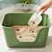 Deep cat litter box with High splash guard sides, 78 cm large plastic tray, Non-stick interior and Easy to clean, Open design for Kittens, Adult &amp; Multi-cats, Odor control and easy wipe, (Green)