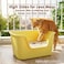 Deep cat litter box with High splash guard sides, 64 cm large plastic tray, Non-stick interior and Easy to clean, Open design for Kittens, Adult &amp; Multi-cats, Odor control and easy wipe (Yellow)