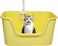 Deep cat litter box with High splash guard sides, 64 cm large plastic tray, Non-stick interior and Easy to clean, Open design for Kittens, Adult &amp; Multi-cats, Odor control and easy wipe (Yellow)