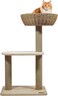 Cat tree tower with Handwoven Seagrass Basket perch and Sturdy base, 2-Tier Modern cat activity center, Natural sisal scratching post for Indoor cats &amp; Kittens, 85 cm (Beige)