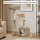 2-Tier Cat tree tower with Handwoven seagrass basket perch, Cozy Condo, and Sisal Scratching Posts, Modern Cat Furniture for Indoor Cats &amp; Kittens, Multi-Level Activity Center, 95 cm (Beige)