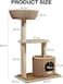 Cat tree tower with Handwoven seagrass basket perch, Sisal scratching post, and Enclosed cat condo, Multi-level activity center for Indoor Cats and Kittens, Easy assembly, 95 cm (Beige)