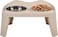 Elevated Dog &amp; Cat Food Bowl Stand with 2 Stainless Steel Bowls and Non-slip base, Raised Pet Feeder for Small to Medium Pets, Ergonomic design for healthy digestion, Easy to clean, 46 cm (Beige)