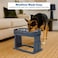 Elevated dog bowls, 4 Adjustable height dog raised bowls with 2 Stainless steel bowls, Durable PP material, and Non-slip base, Suitable for Indoor dogs, Detachable &amp; Easy to clean, 43 cm (Navy Blue)