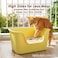 Cat litter box with Extra-large design, Deep high walls, Litter scoop and Low entrance, 64 cm Spacious cat toilet with Odor control, Anti-splash, Durable plastic and Non-stick, Easy to clean (Yellow)
