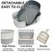 Cat toilet box with High-side, Odor control, Detachable &amp; Easy to clean, 65 cm Large tray with Mess-free splash guard, Low step entry, Included Scoop, and Open top, Ideal for all cat sizes (Grey)